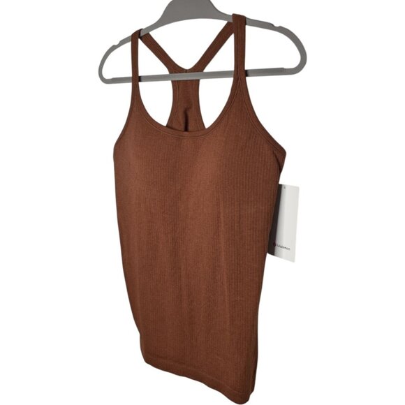 Lululemon Ebb To Street Tank Top Brown Sz 12 Slim Fit Racerback Seamless Stretch - Picture 5 of 7